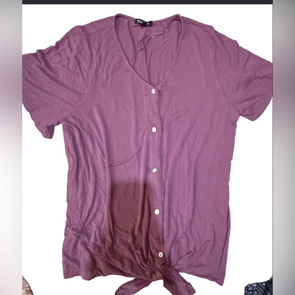 ROZ & ALI Women's Button-Down Shirt in Rich Plum SIZE XXL